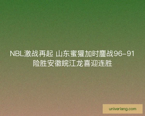 NBL激战再起 山东蜜獾加时鏖战96-91险胜安徽皖江龙喜迎连胜